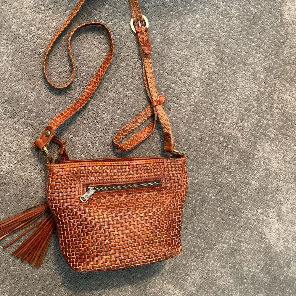Patricia Nash banyoles woven leather crossbody.